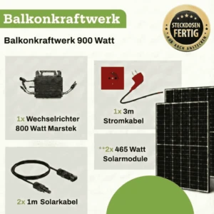 Balkonkraftwerk 930 Watt mit WLAN, abgebildet aus einem leichten Winkel, sodass die rechte Seite sichtbar ist, auf weißem Hintergrund.